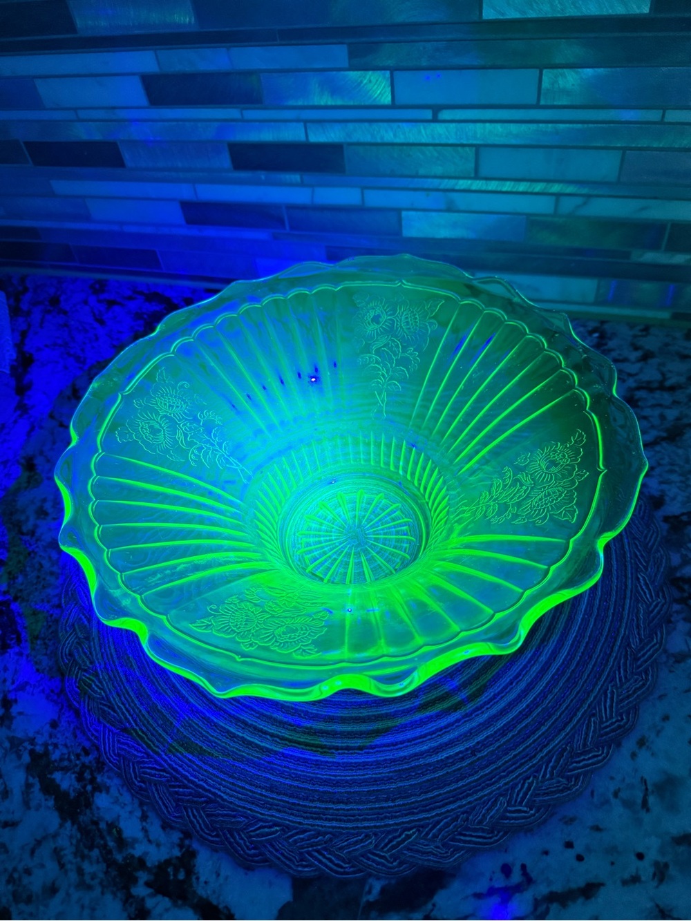 Vintage Mayfair Uranium Glass Bowl